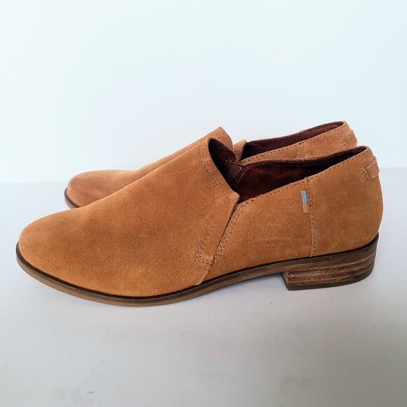 Toms Shaye Caramel Brown Suede Low Ankle Slip On Loafers Women's Size 8.5 - Picture 3 of 13